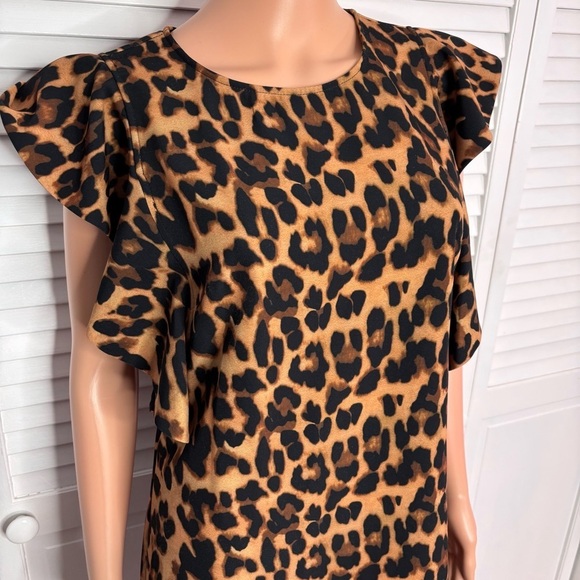 2/$50 LAUNDRY by Shelli Segal Leopard Print Flutter Sleeve Dress Size 6 - Picture 3 of 8